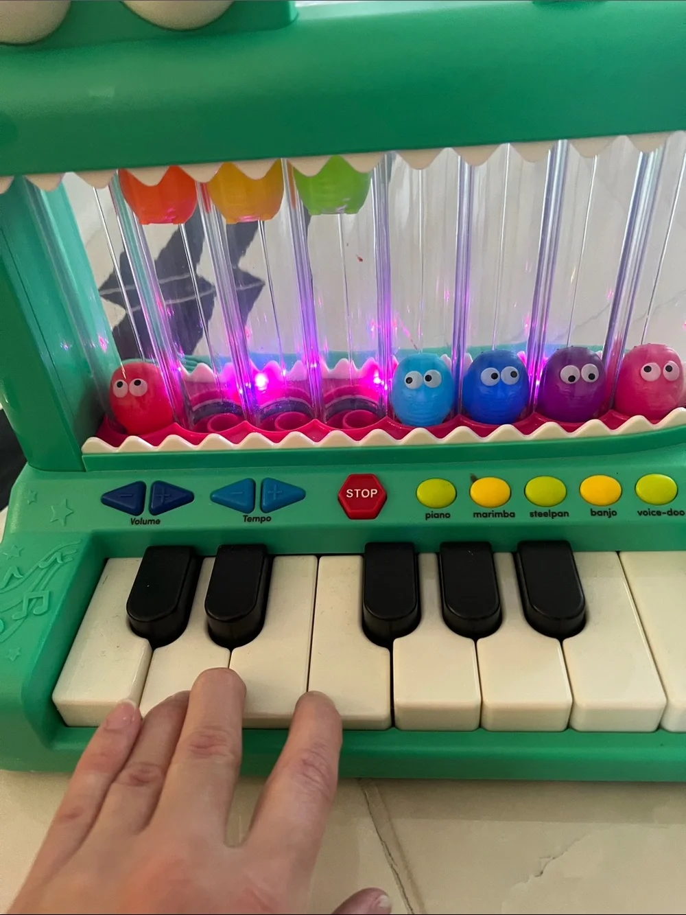 Battat Croco Pop Piano Toy Keyboard with Songs Sounds Lights